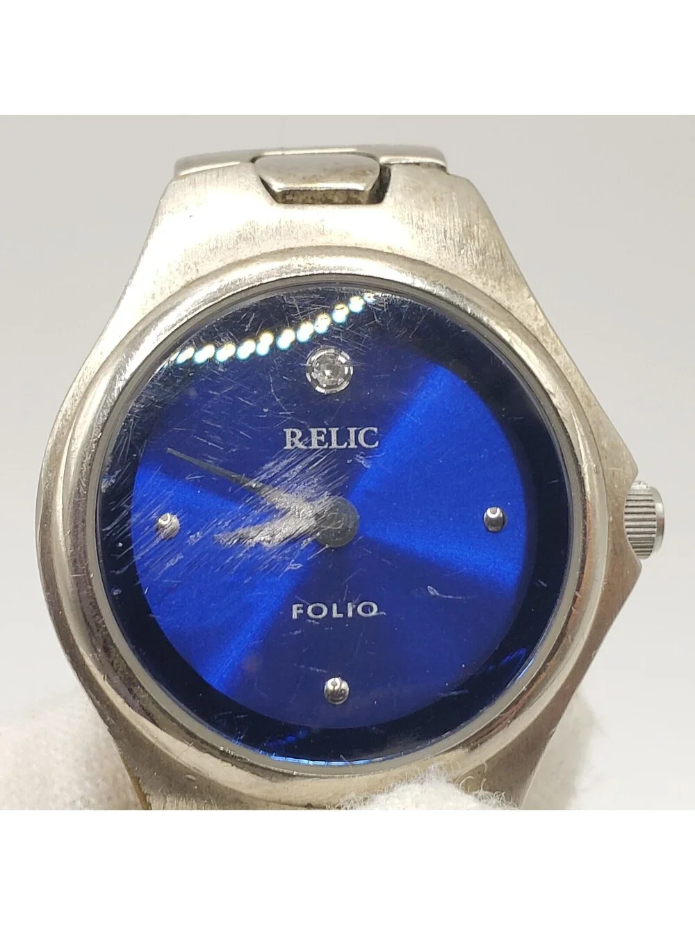 Relic Folio Blue Dial Womens Watch 24mm Silver Tone New Battery
